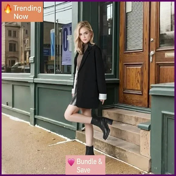 Platform Ankle Boots with Zipper, Square Toe, Chunky Block Heel